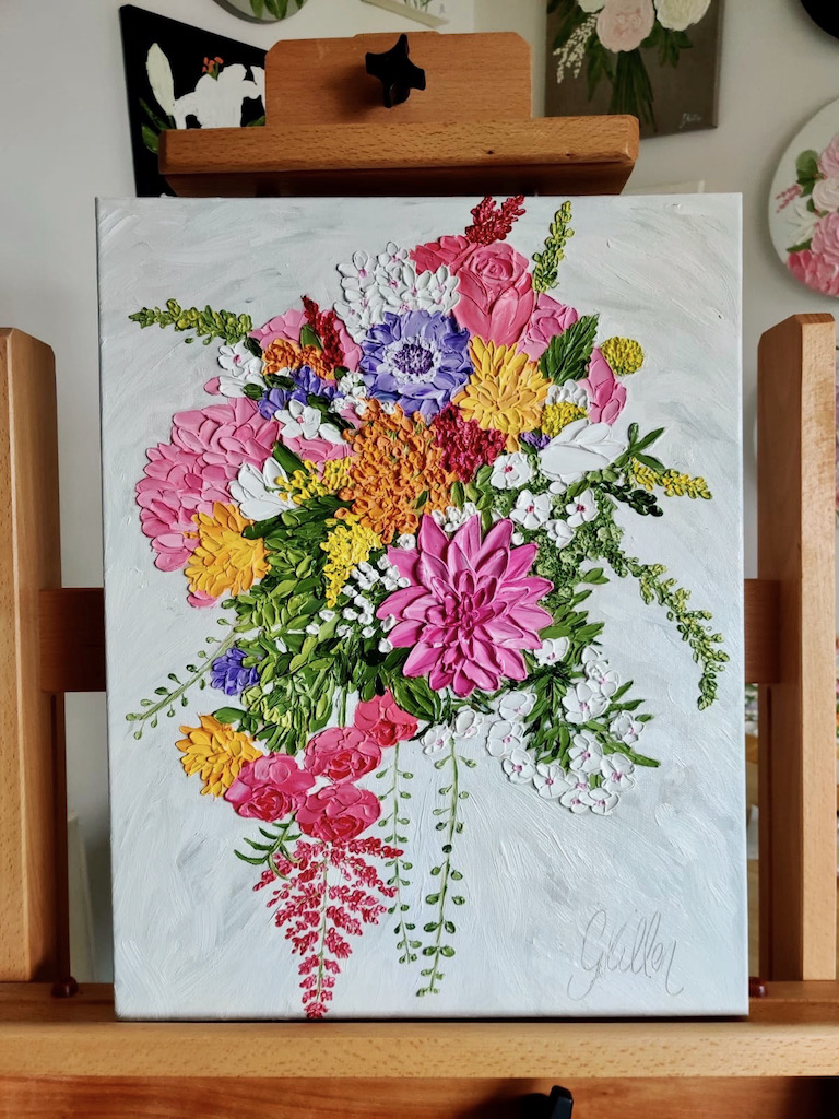 bridal bouquet oil painting